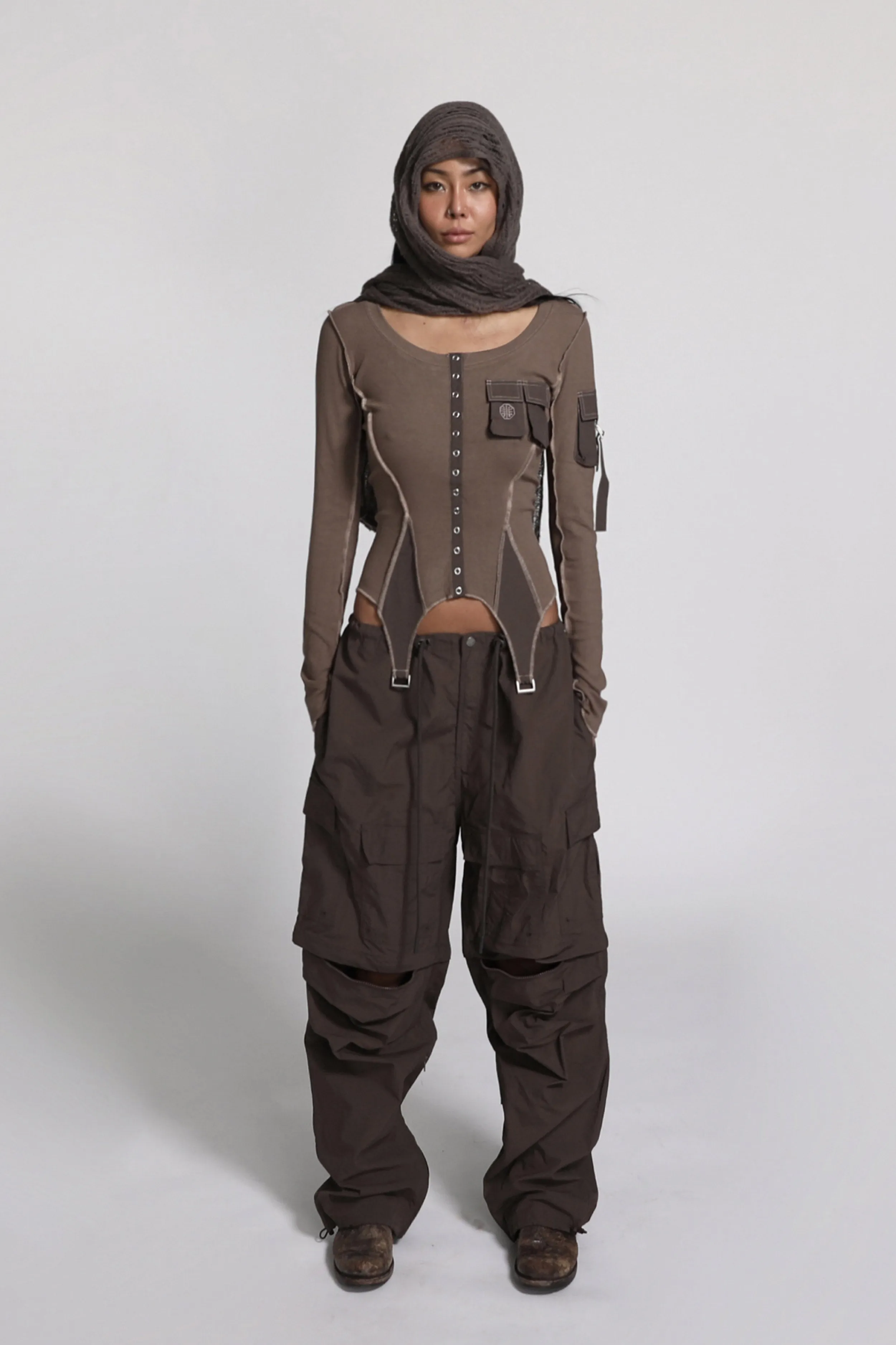 Badblood Delta 2 Parasuit Cargo Trousers (Convertible) Brown