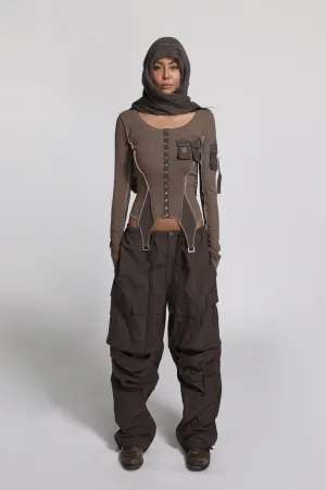 Badblood Delta 2 Parasuit Cargo Trousers (Convertible) Brown