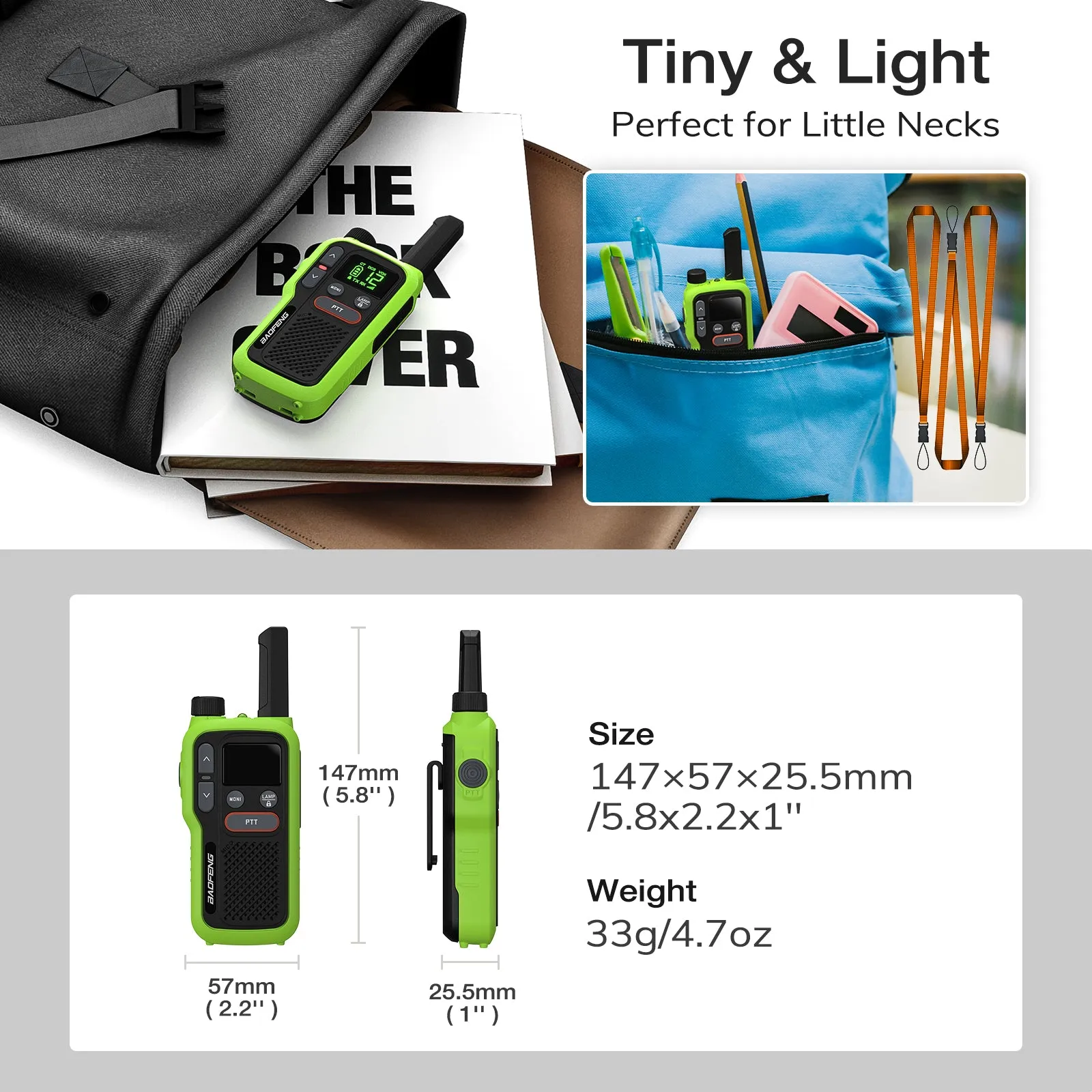 Baofeng GT-18 FRS/PMR Radio | License-free | USB Charging | Dual PTT | VOX | Flashlight