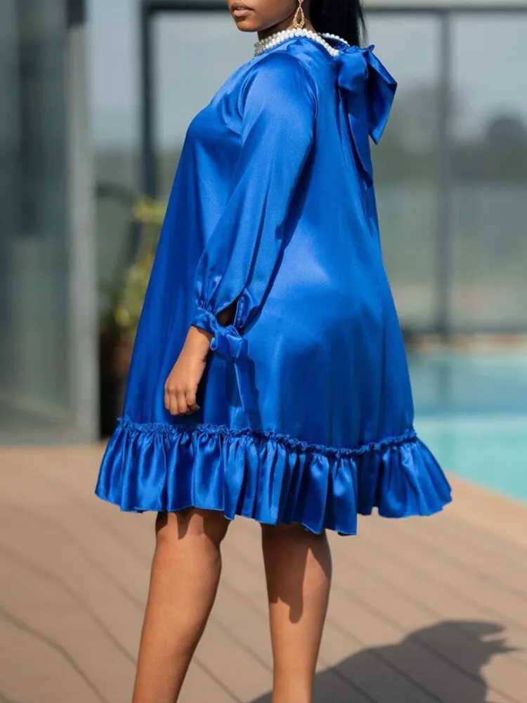 Beading High Collar Long Sleeves Ruffles Spring Summer
