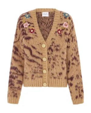 Big Meow Brushed Alpaca Embroidered Cardigan