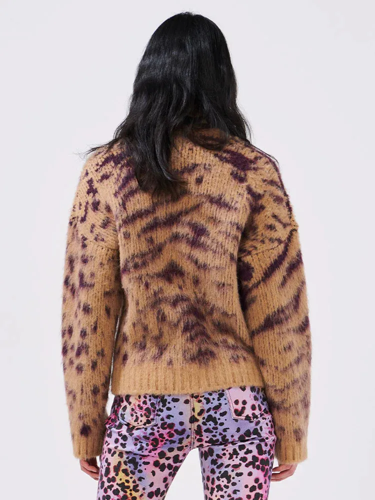 Big Meow Brushed Alpaca Embroidered Cardigan