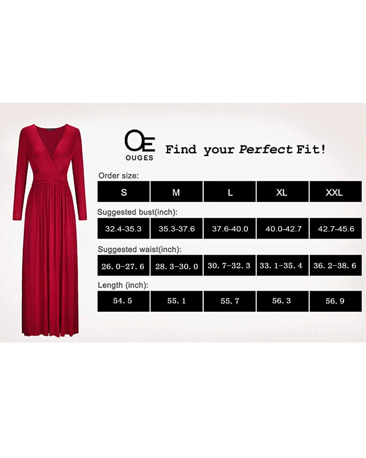 Black Long Sleeve Ladies Summer Casual V Neck Short Long Sleeve Floral Pattern Wrap Ladies Maxi Long Dress with Pockets - OUGES
