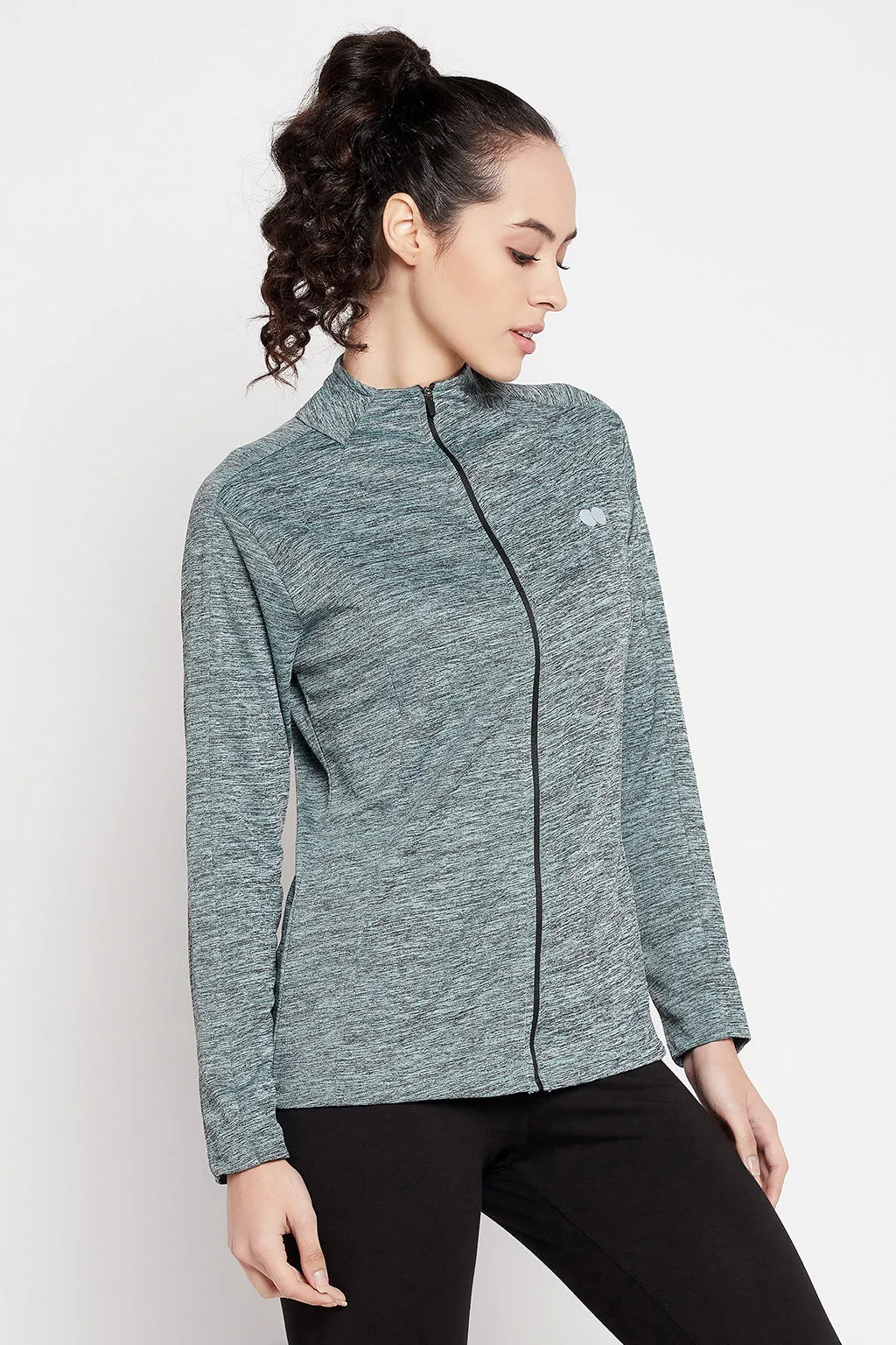 Blue Melange Comfort-Fit Active Jacket