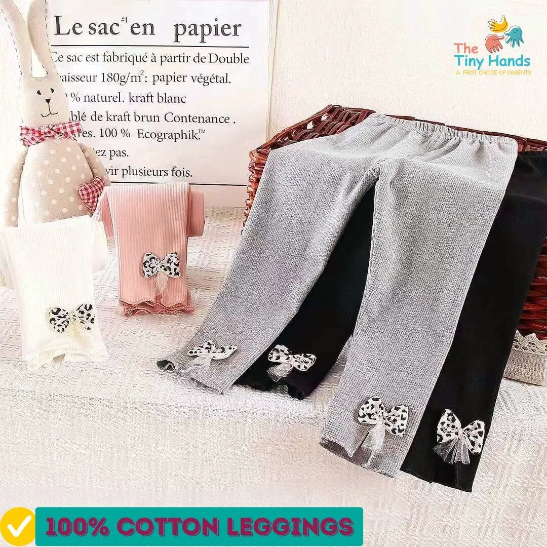 Bow and Net Full Length 100% Cotton Leggings