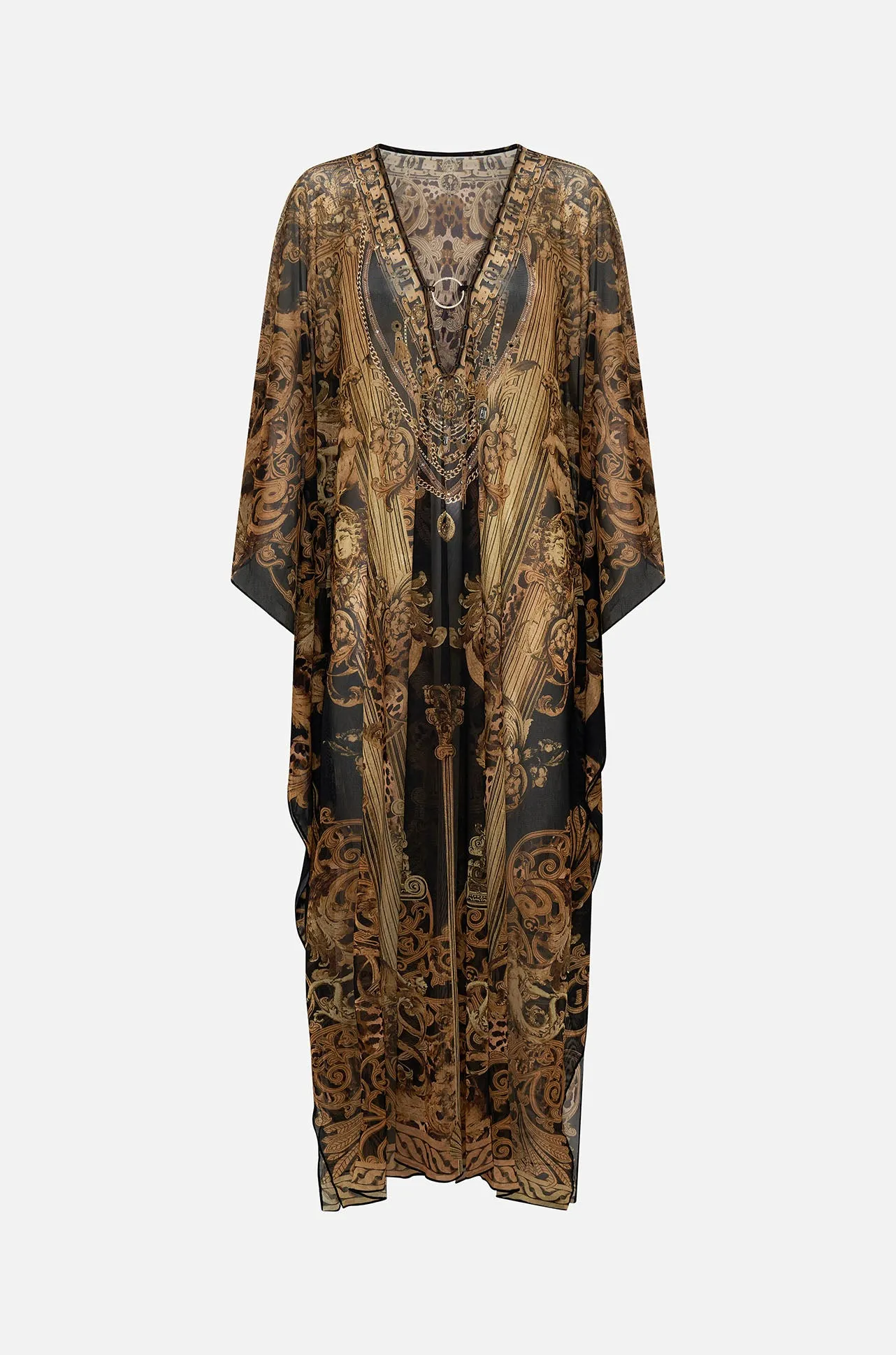 Camilla - Era Of Empires Stretch Mesh Kaftan with Trim