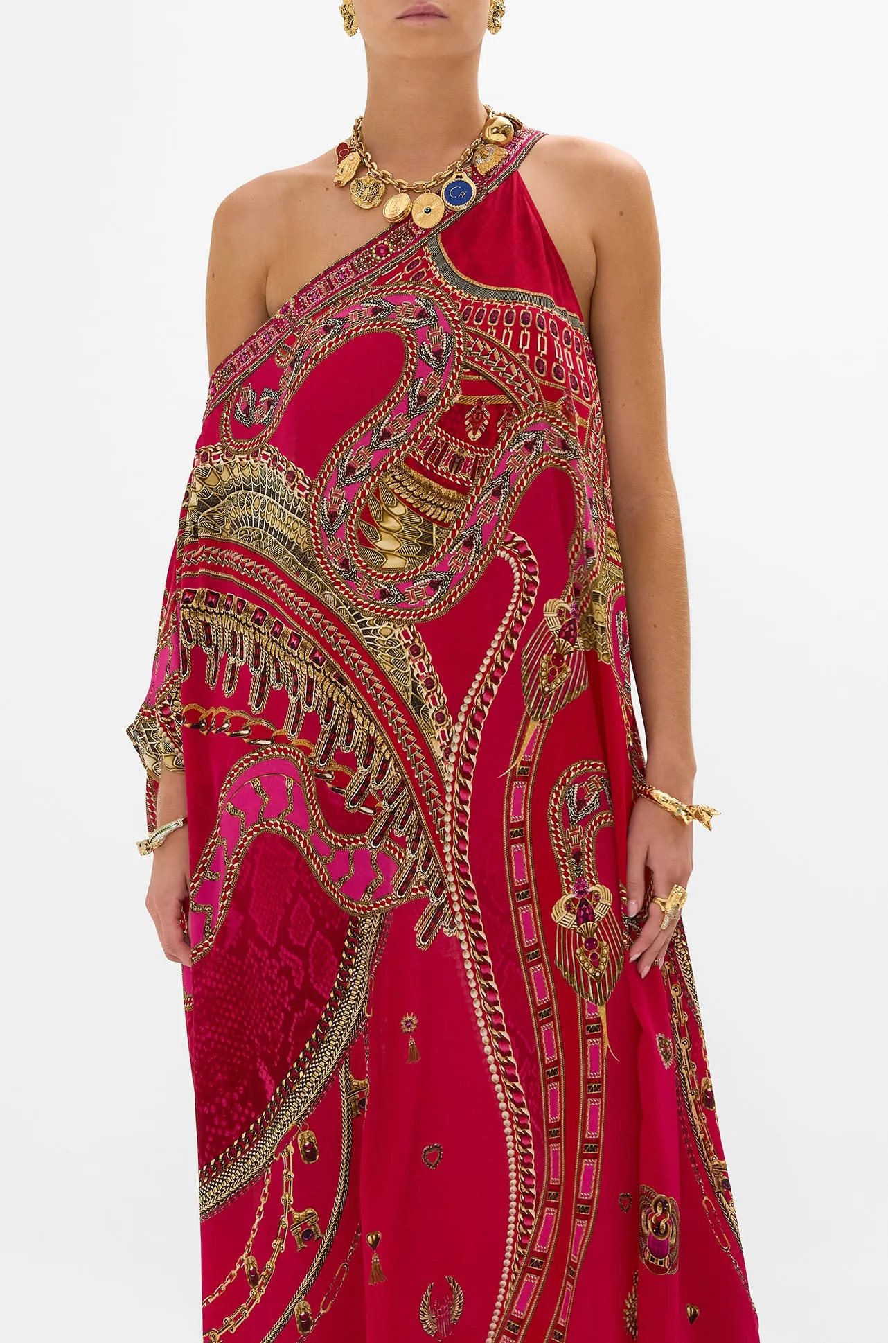 Camilla - Kissed By A Cobra One Shoulder Kaftan with Neckband