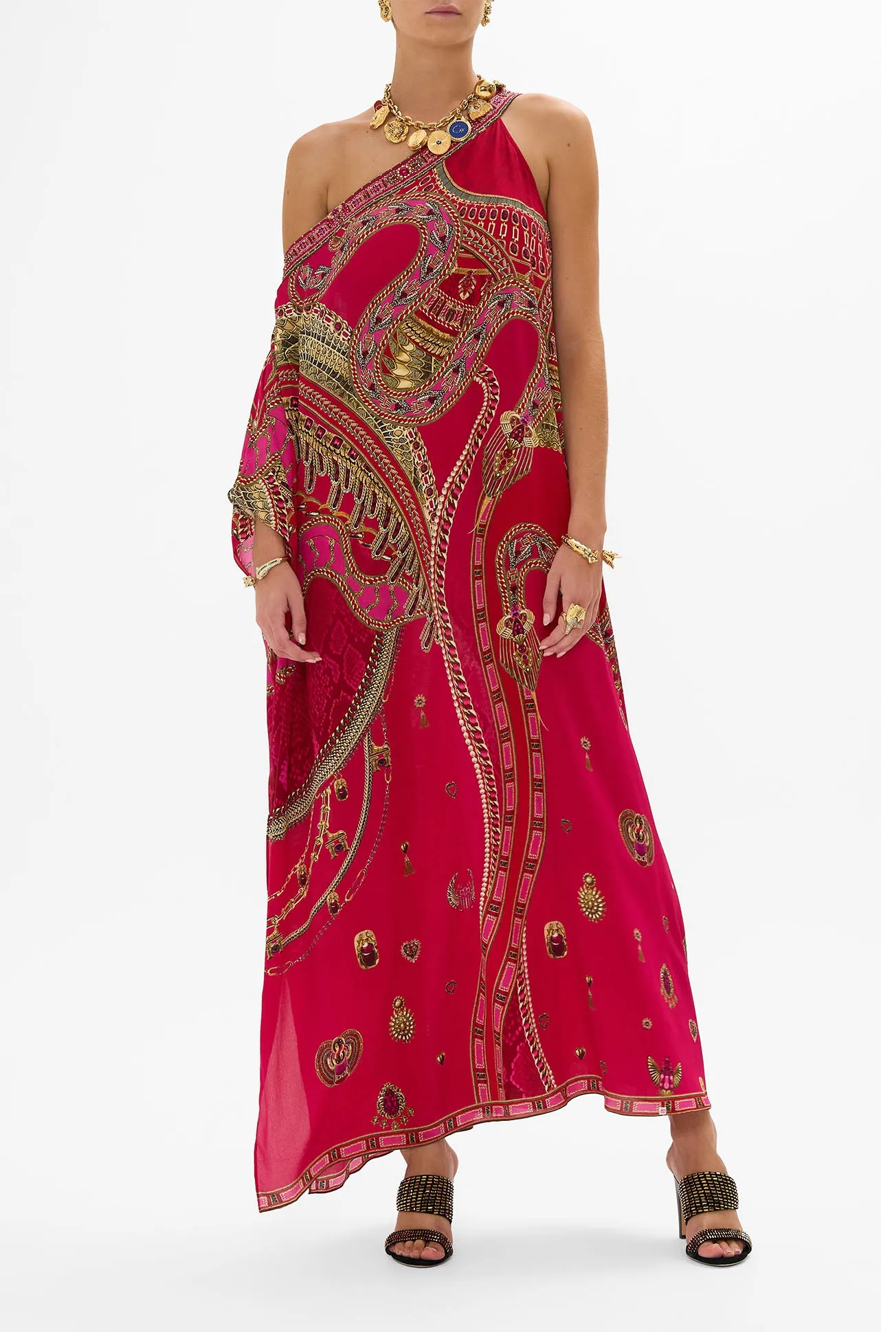 Camilla - Kissed By A Cobra One Shoulder Kaftan with Neckband