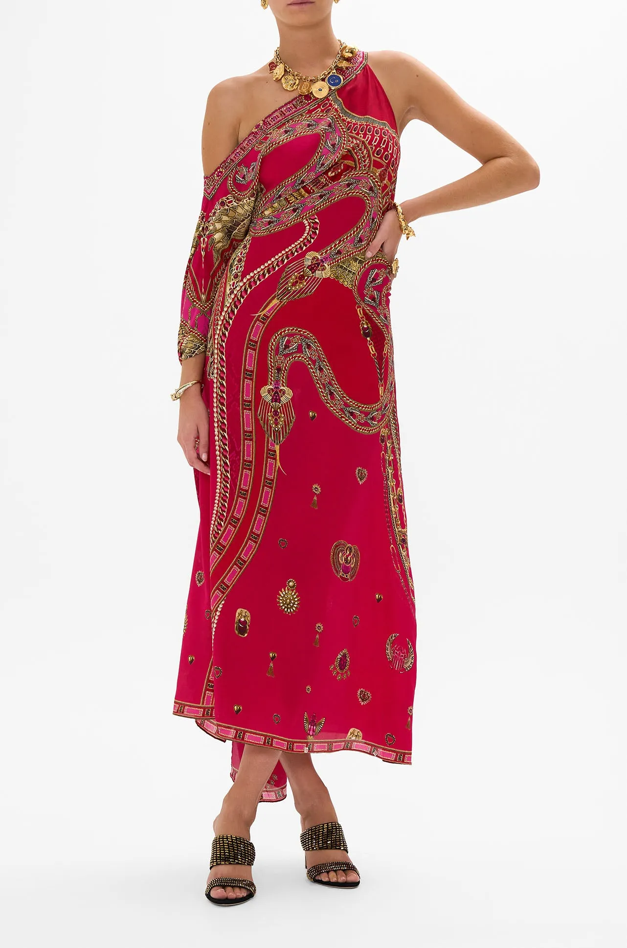 Camilla - Kissed By A Cobra One Shoulder Kaftan with Neckband