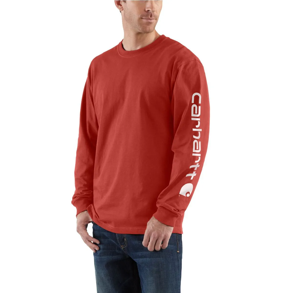 Carhartt Men's Chili Signature Sleeve Logo Long Sleeve T-Shirt