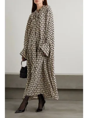 Casual Black Bohemian style Kaftan Dress