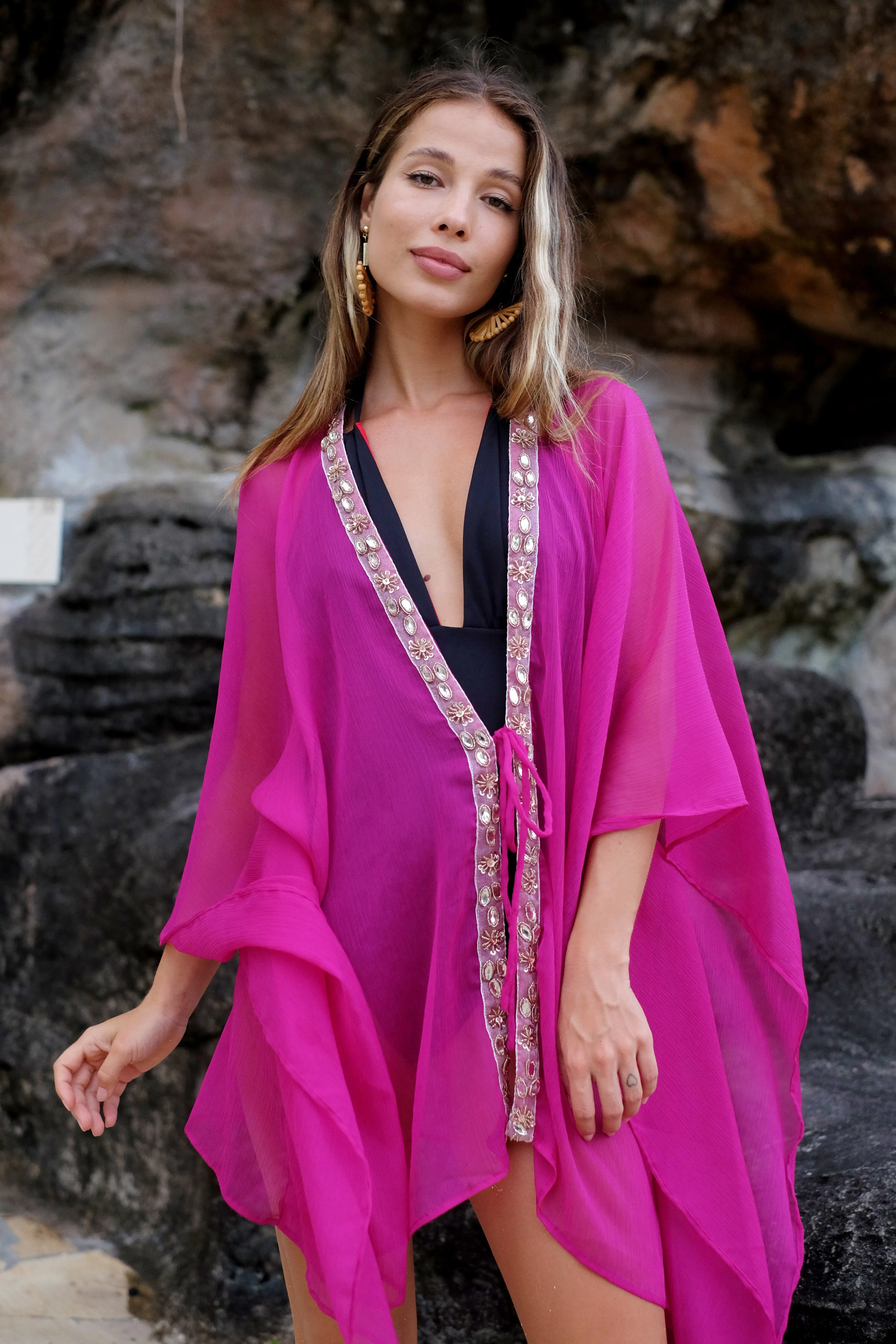 Ciana Fuchia Women's Beach Kaftan