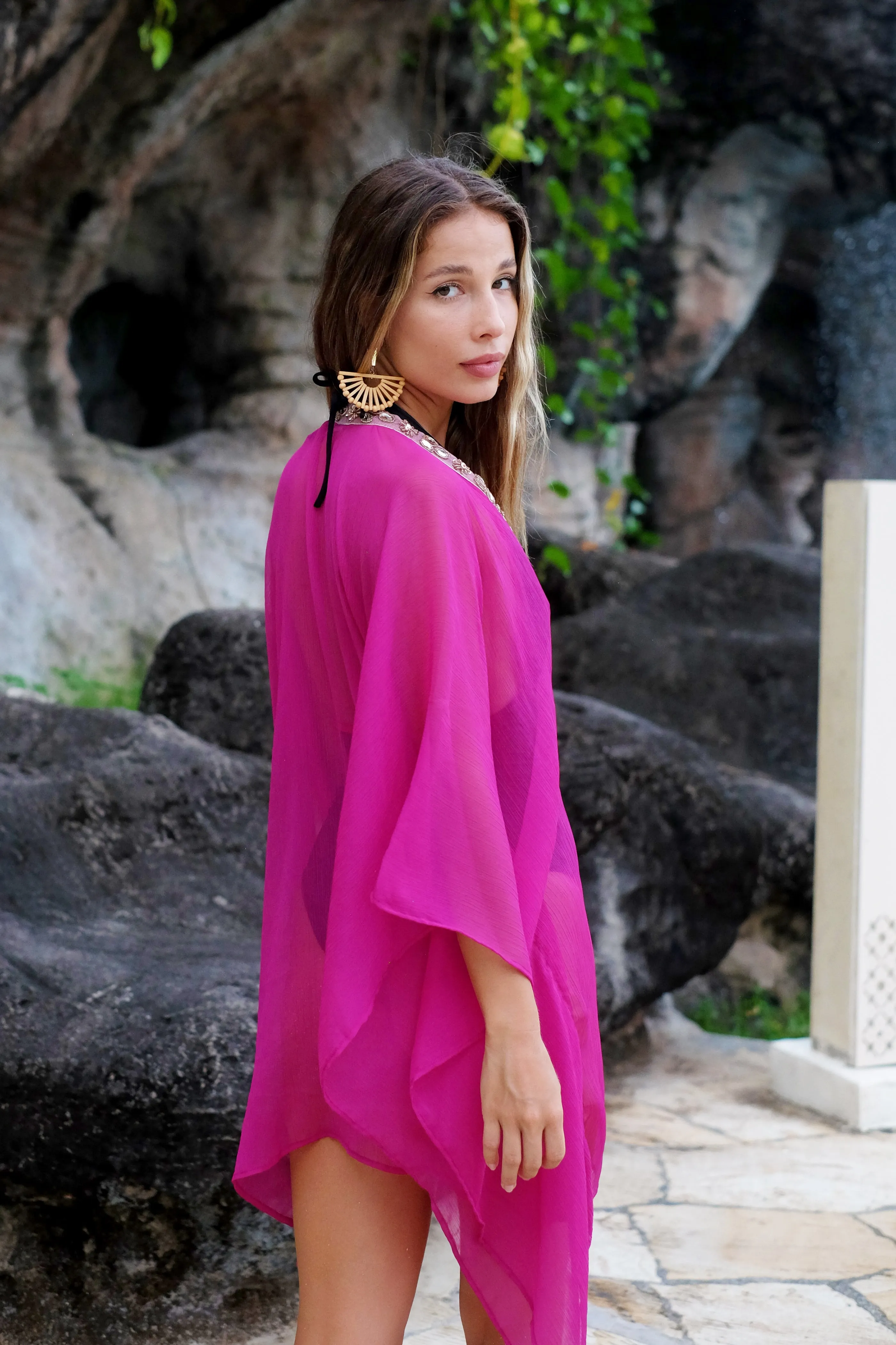 Ciana Fuchia Women's Beach Kaftan