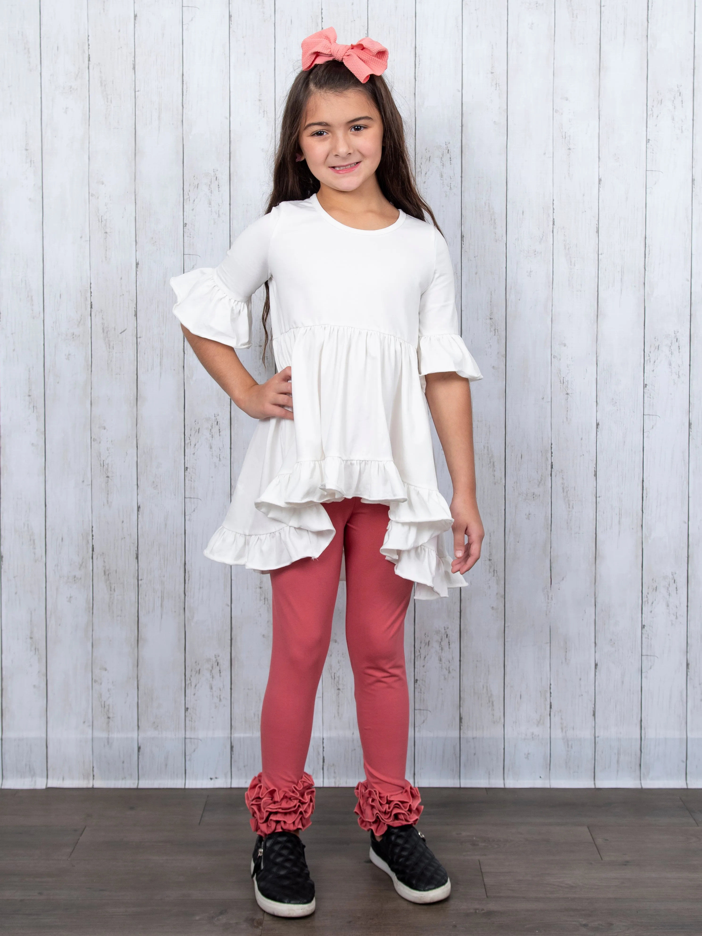Cotton Icing Ruffle Leggings - Dusty Rose