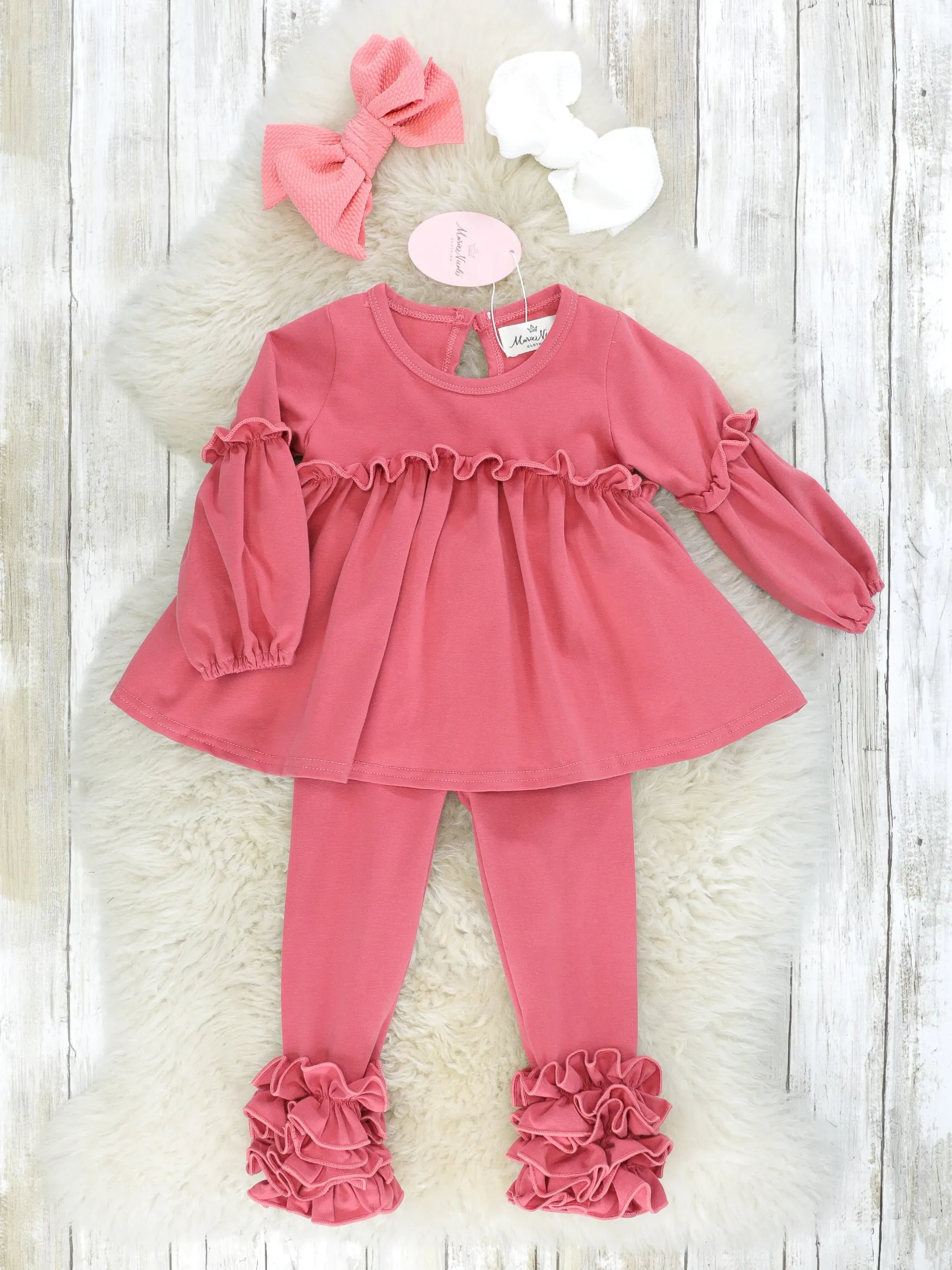 Cotton Icing Ruffle Leggings - Dusty Rose