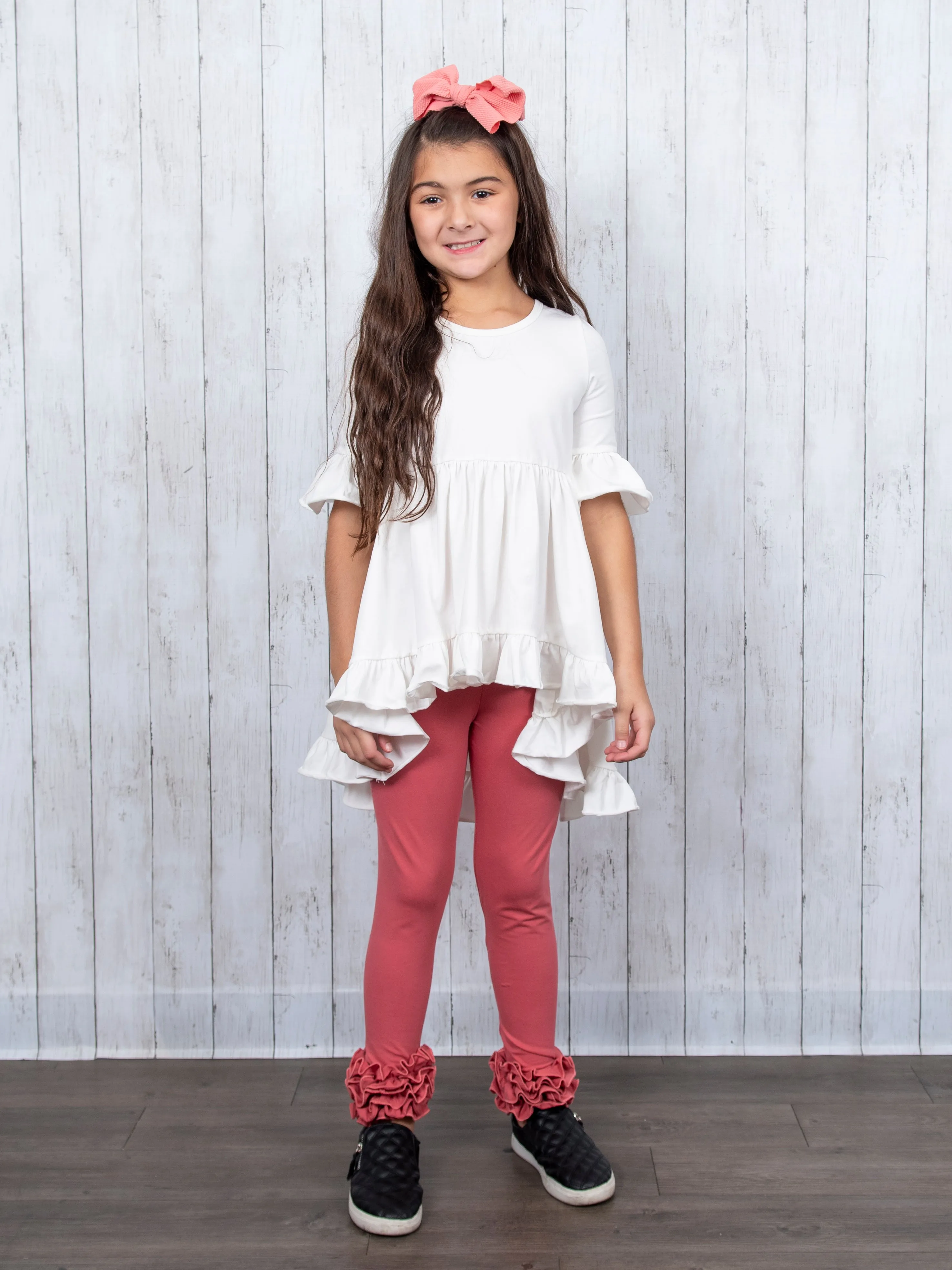 Cotton Icing Ruffle Leggings - Dusty Rose