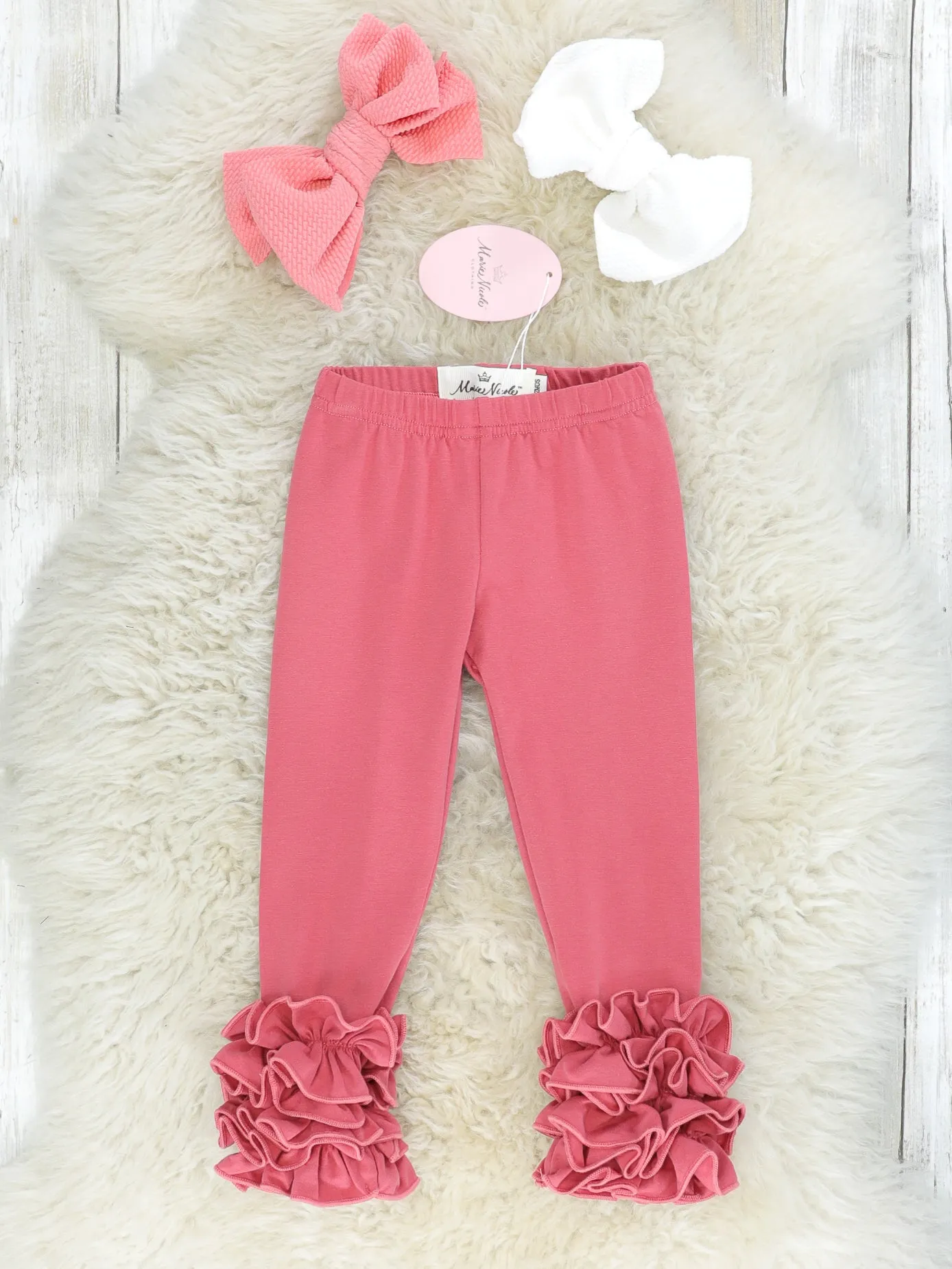 Cotton Icing Ruffle Leggings - Dusty Rose