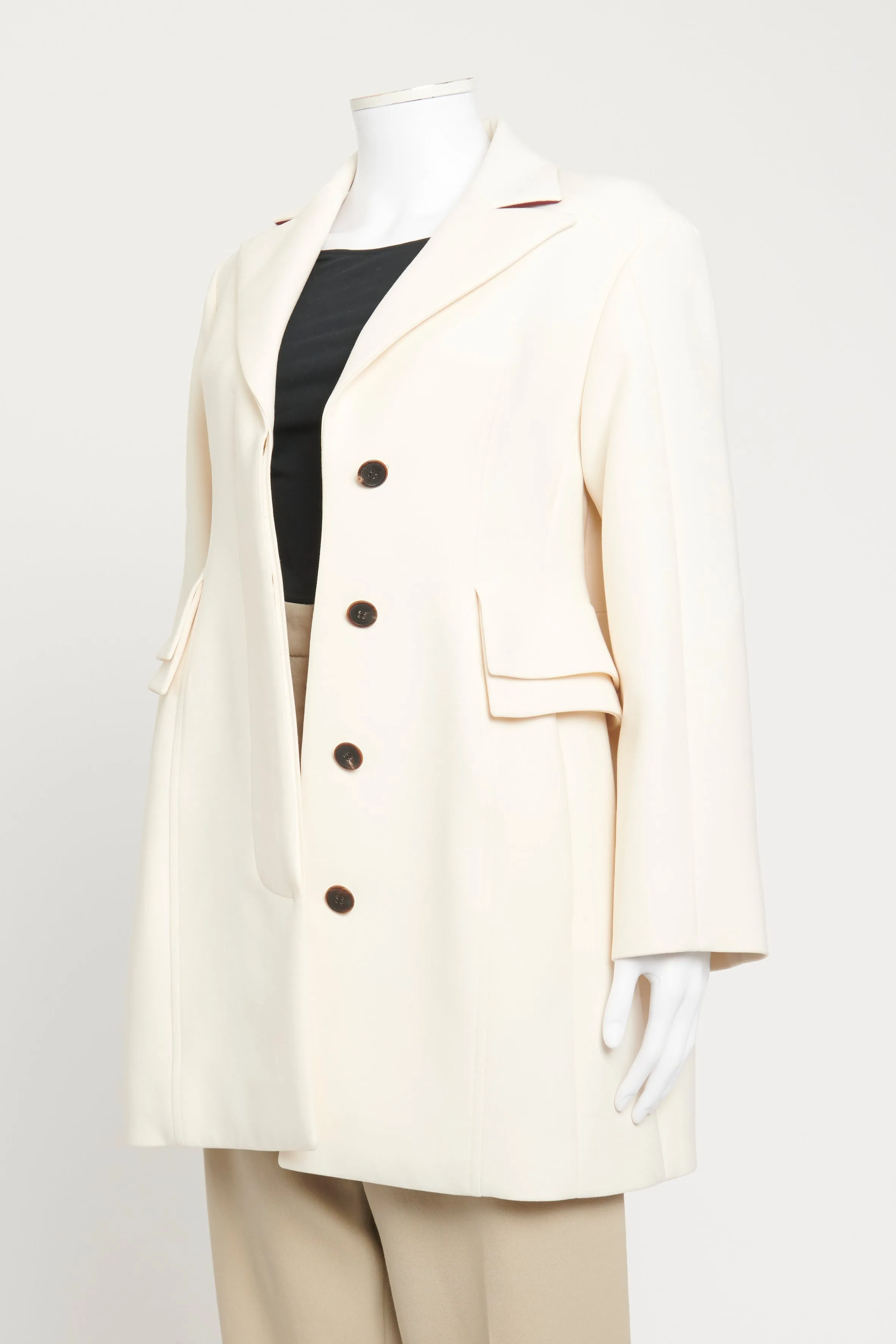 Cream Wool Blend Preowned Blazer