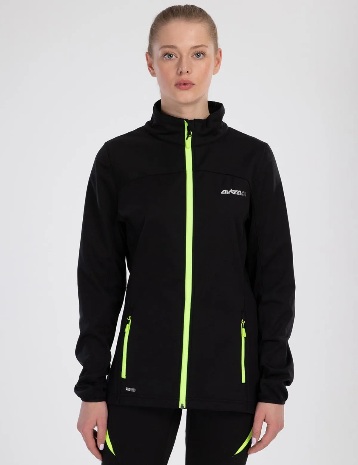 Damen Winter Thermo Softshell Fahrradjacke Pro Line II Schwarz-Neon