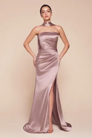 Desirae Strapless Satin Maxi Gown (Mauve)
