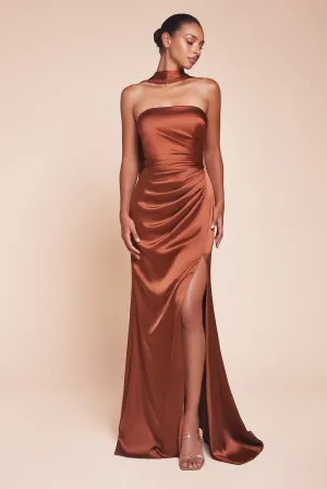 Desirae Strapless Satin Maxi Gown (Sienna)