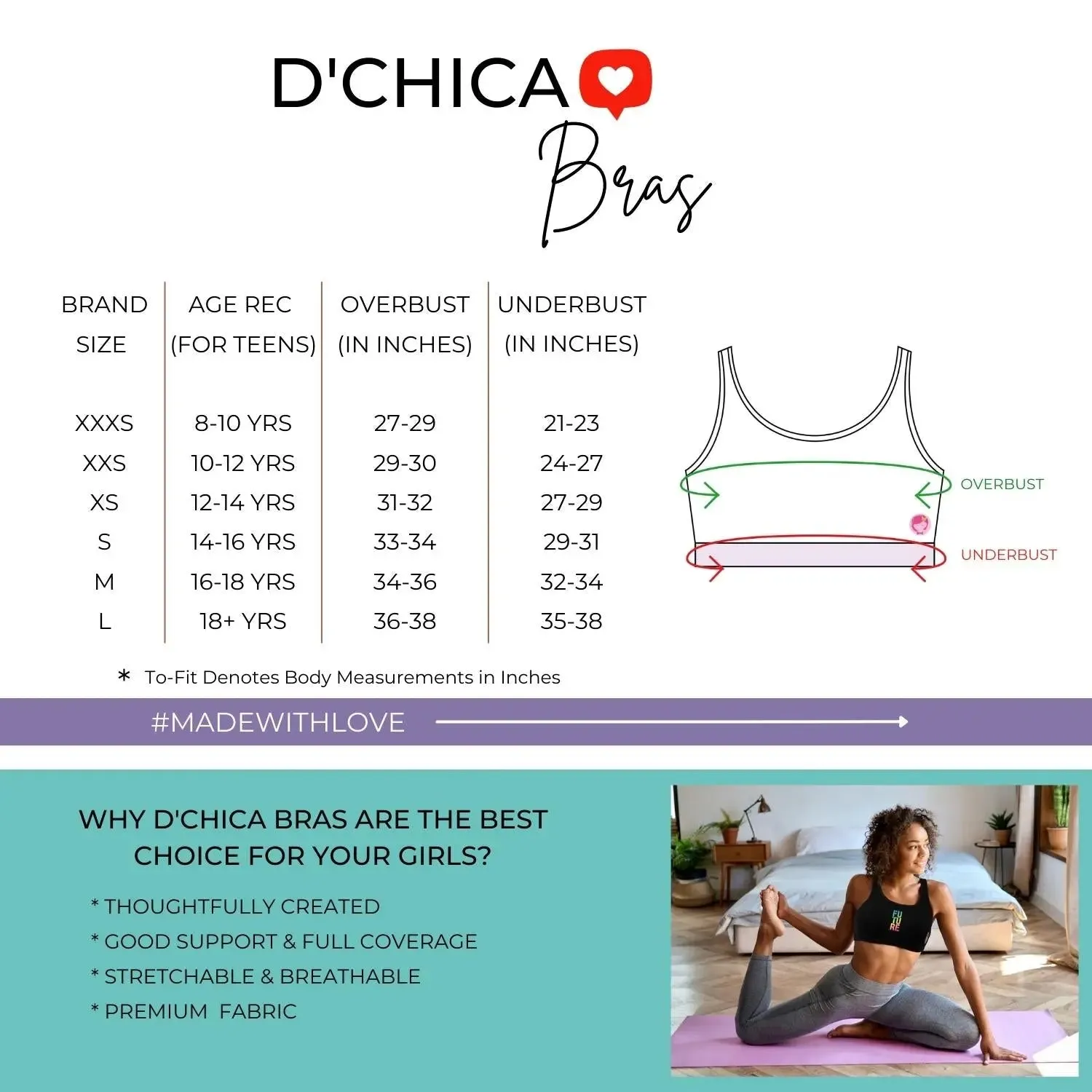 Double-Layer Broad Strap Cotton Yoga Bra | Non-Padded Bra for Young Women | Kitty Print & Solid Bra