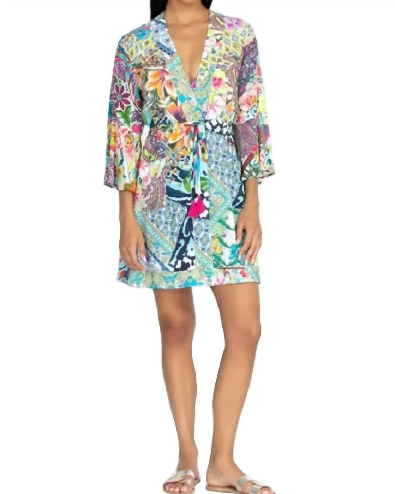Drawstring Patchwork Coverup in Multi | Multi