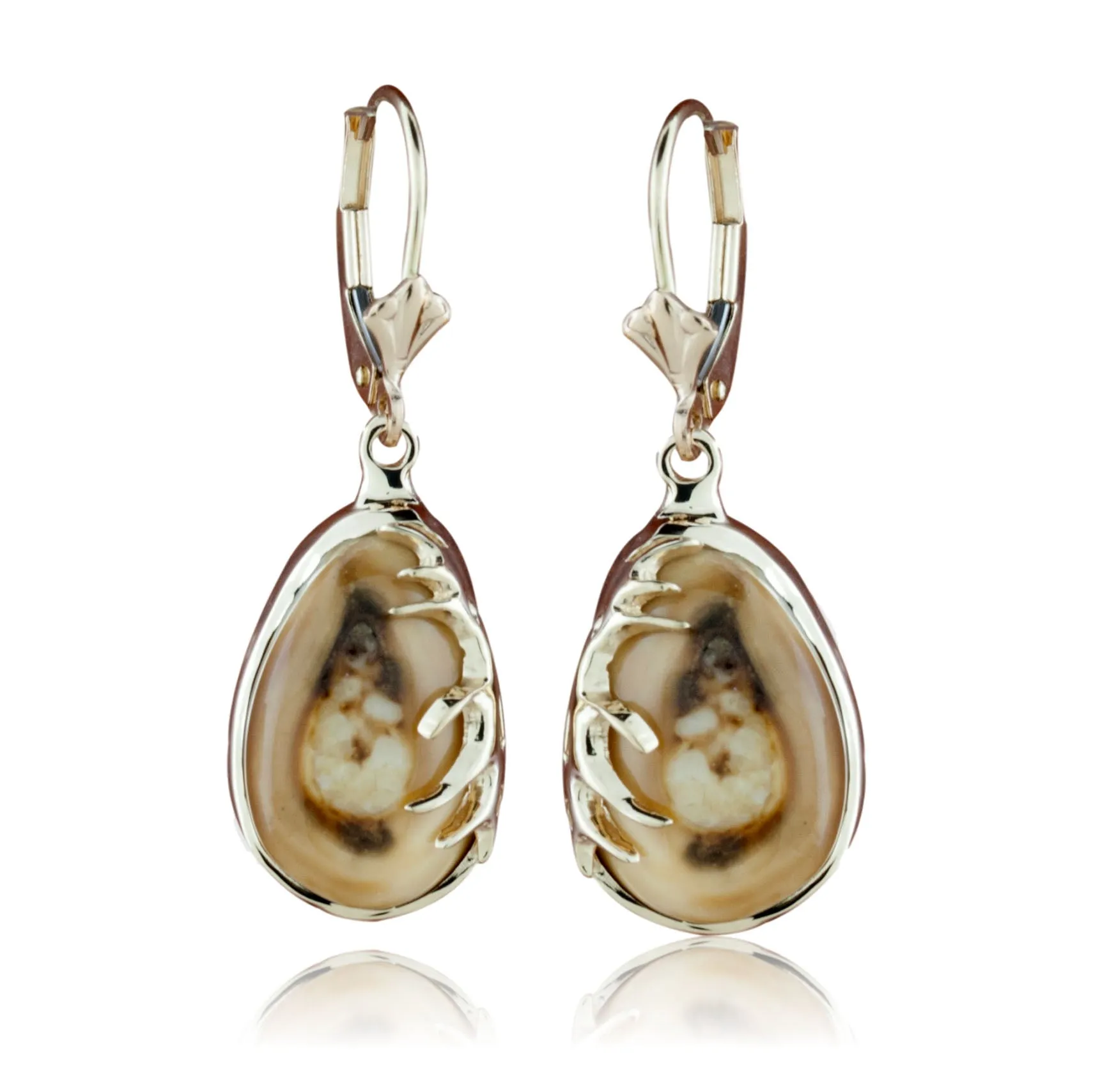 Elk Tooth Ivory Dangle Earrings with Antlers