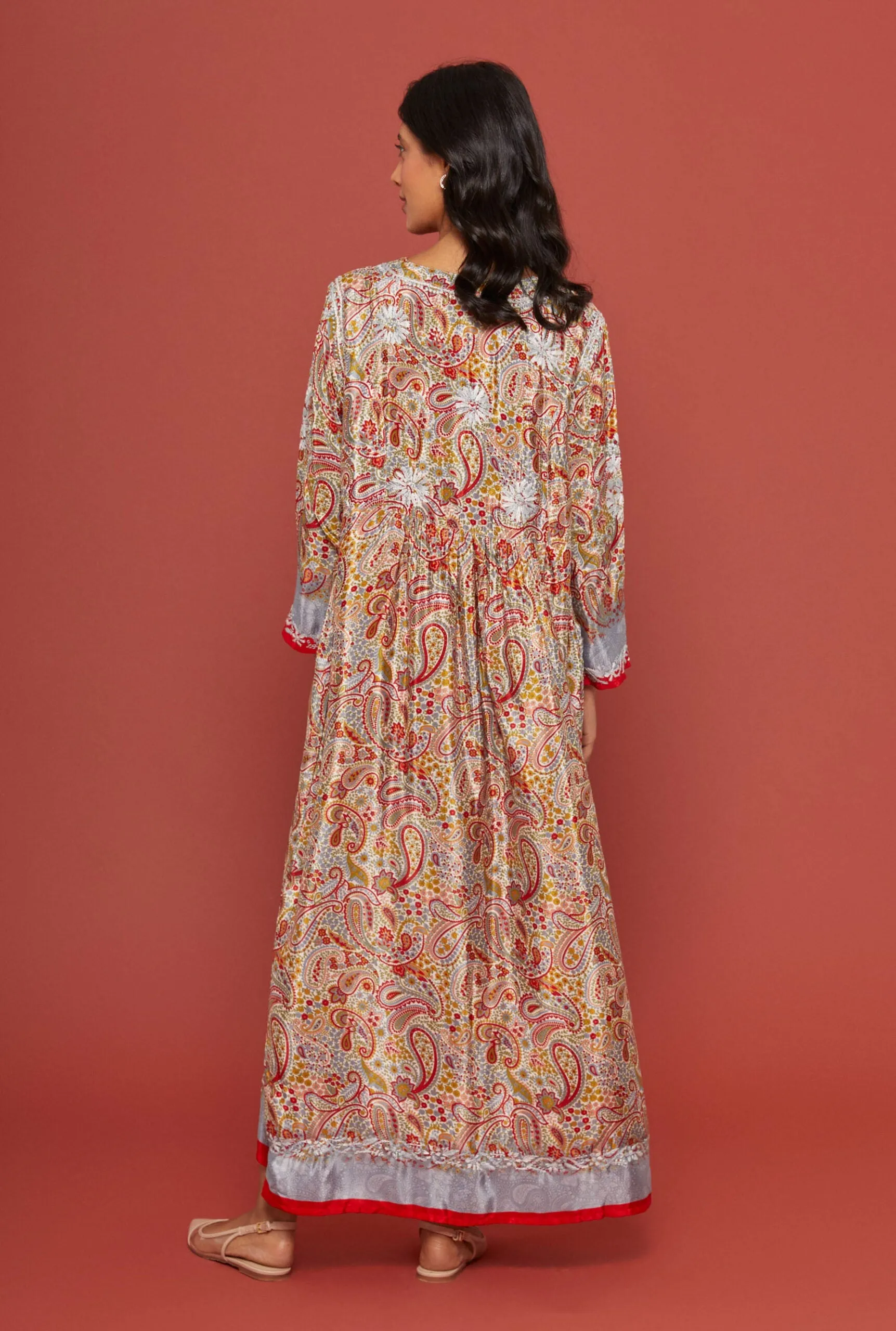 Embroidered Chikankari Zakakdozi Multi Kaftan