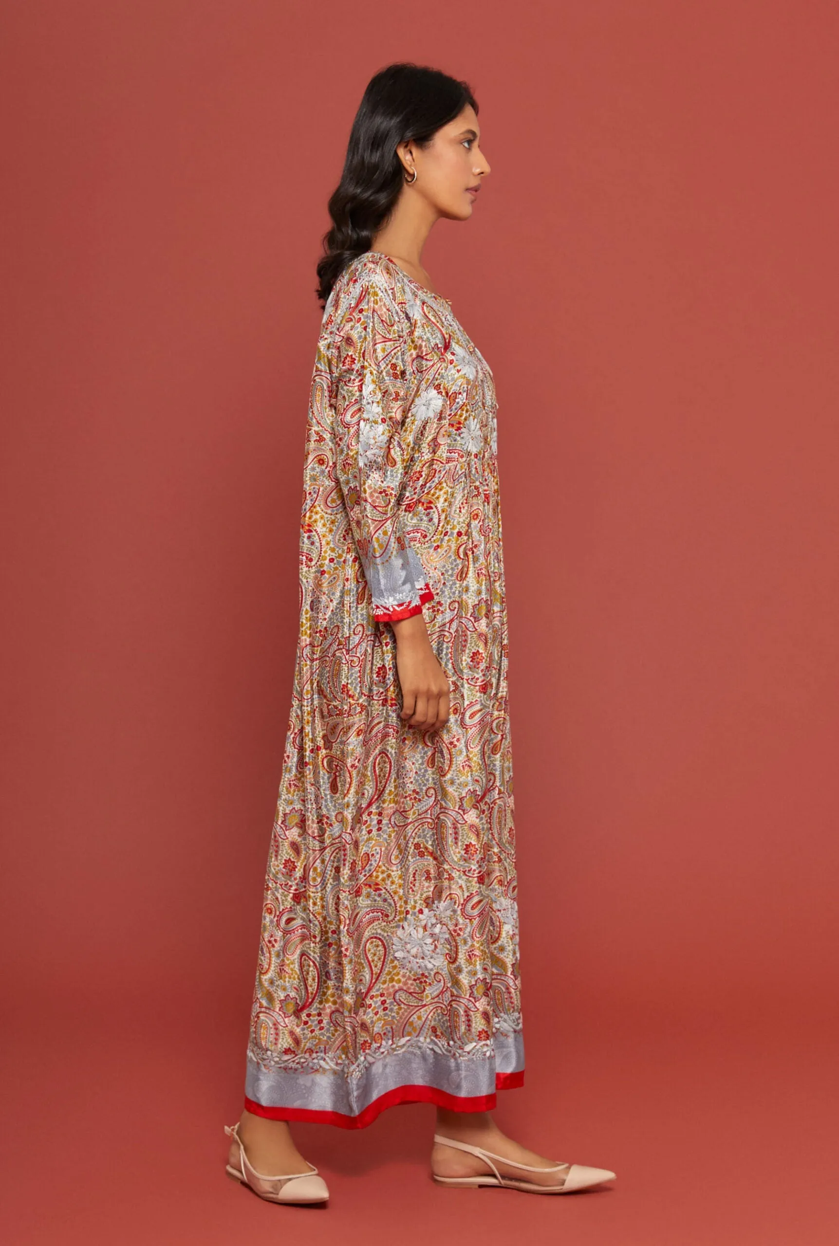 Embroidered Chikankari Zakakdozi Multi Kaftan