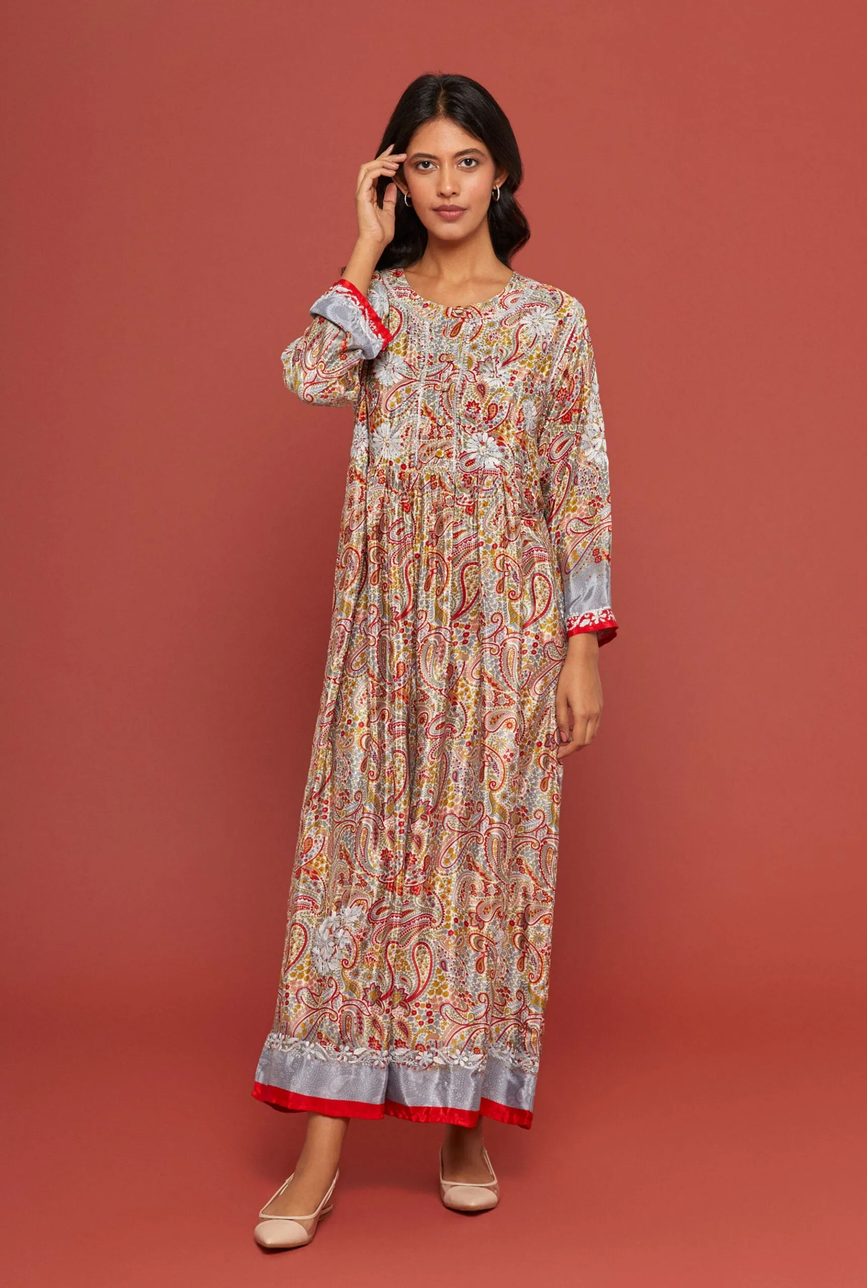 Embroidered Chikankari Zakakdozi Multi Kaftan