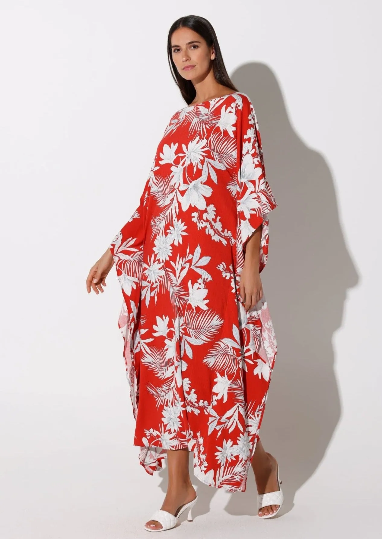 Floral Print 3/4 Sleeve Maxi Kaftan
