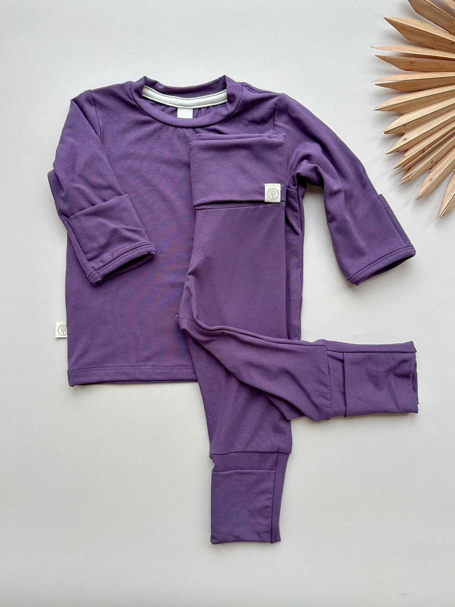 Fold-Over Footie Bamboo Leggings | Plum