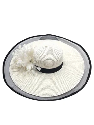 Foldable Sun Hat- Black and White Chic Hat (Luxe Reverie)