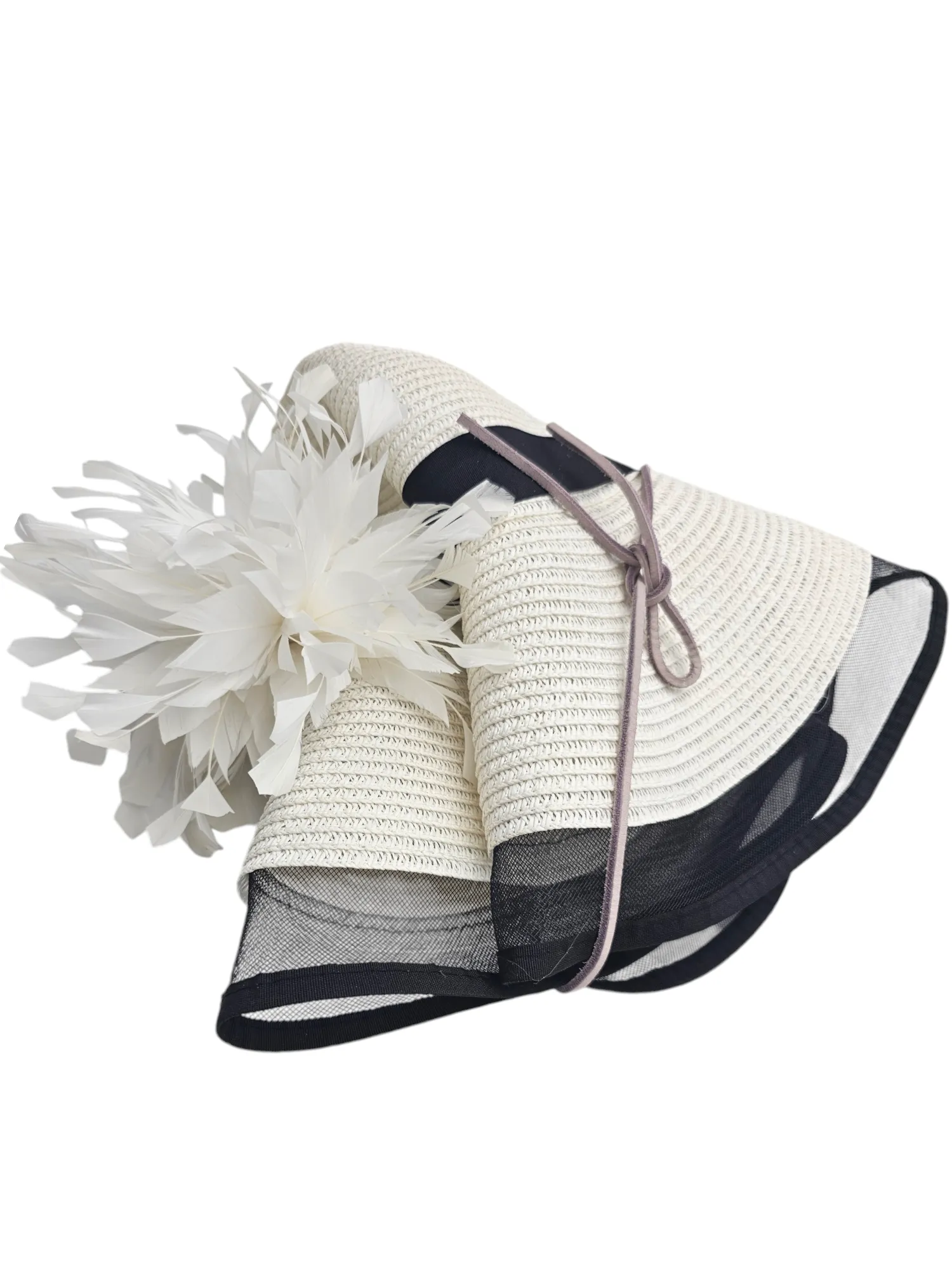 Foldable Sun Hat- Black and White Chic Hat (Luxe Reverie)