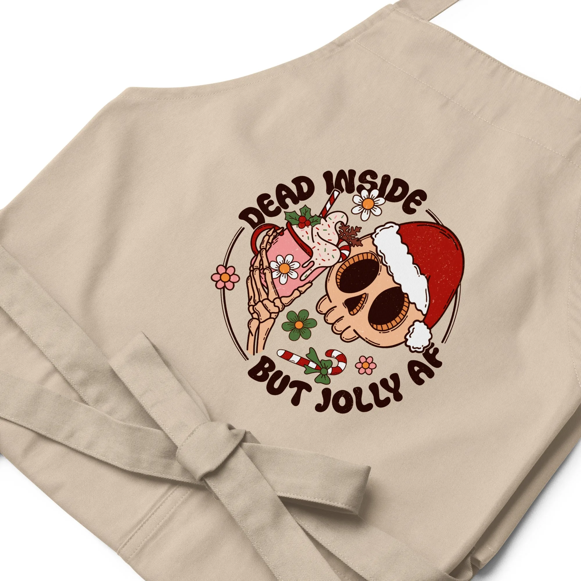 Funny Christmas Apron | Organic Cotton "Jolly AF" Apron for Holiday Cheer