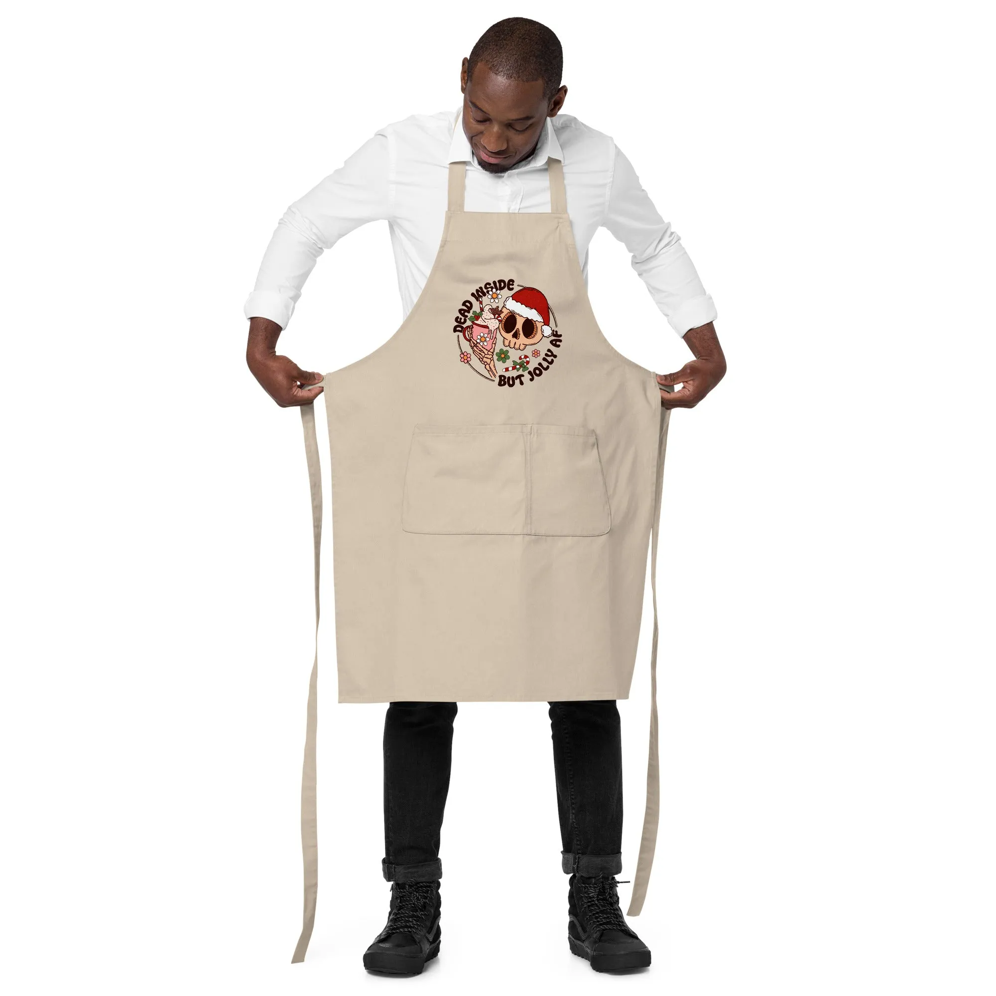 Funny Christmas Apron | Organic Cotton "Jolly AF" Apron for Holiday Cheer