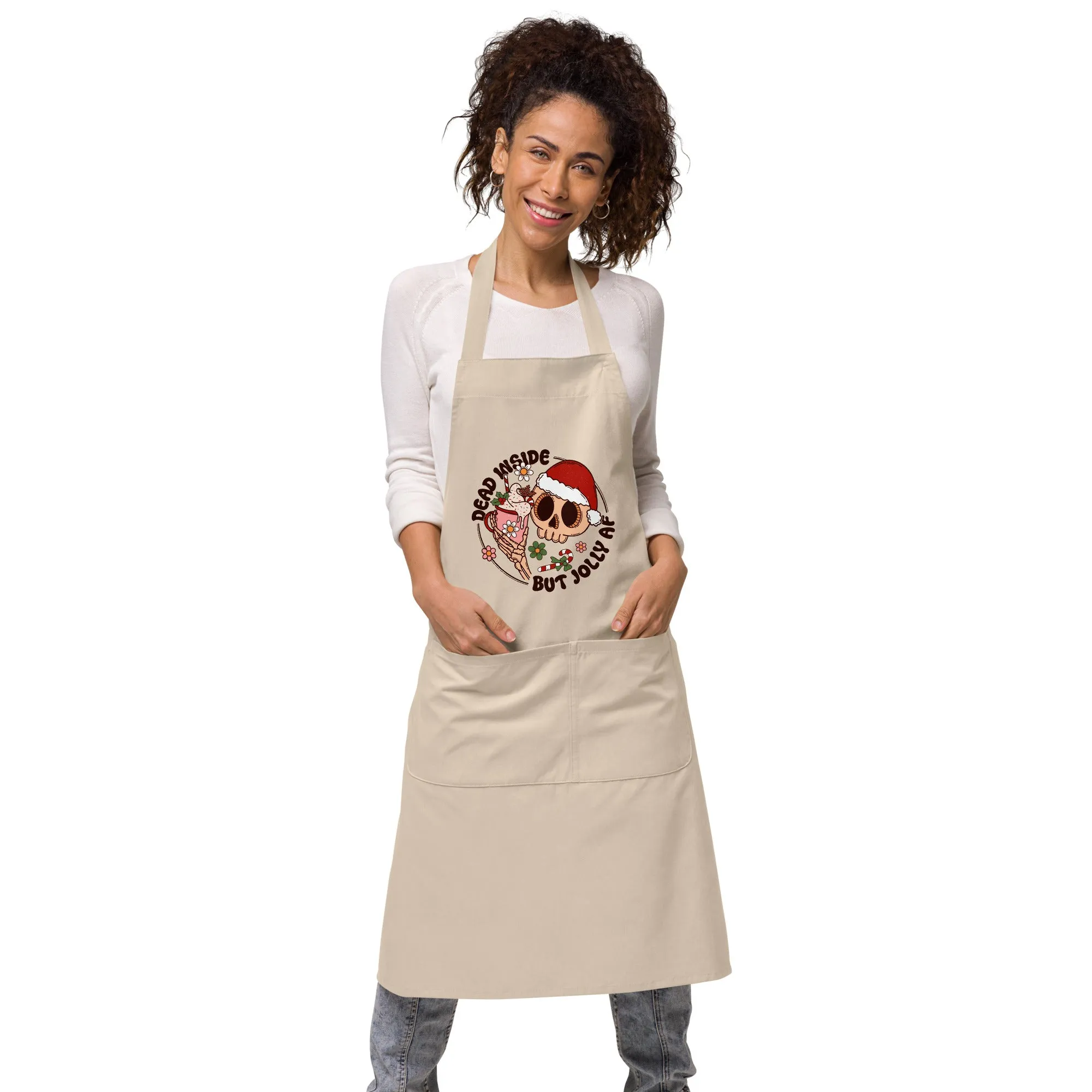 Funny Christmas Apron | Organic Cotton "Jolly AF" Apron for Holiday Cheer