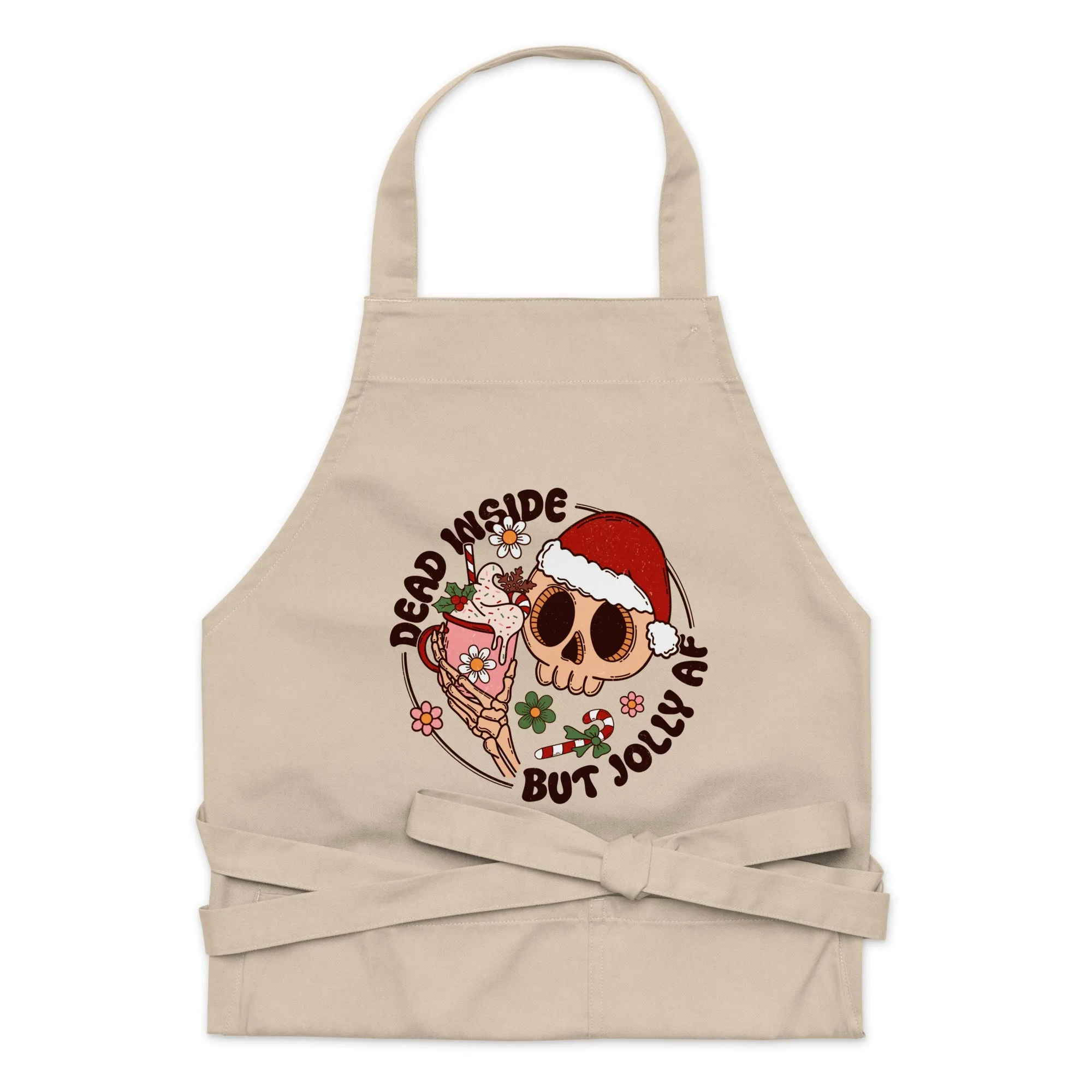 Funny Christmas Apron | Organic Cotton "Jolly AF" Apron for Holiday Cheer