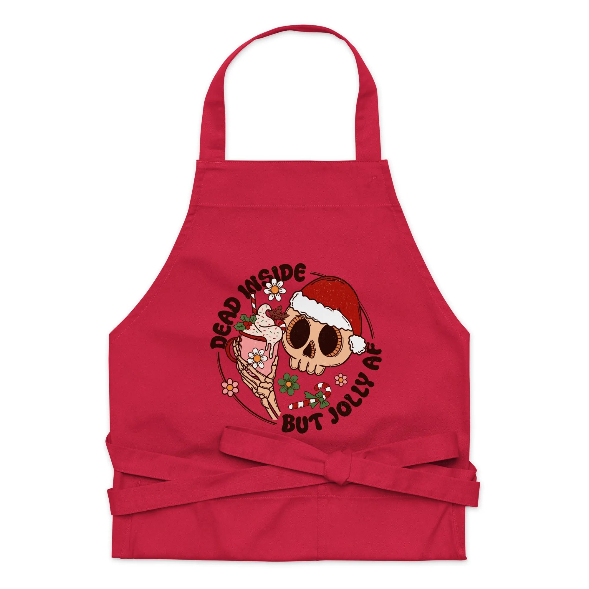 Funny Christmas Apron | Organic Cotton "Jolly AF" Apron for Holiday Cheer