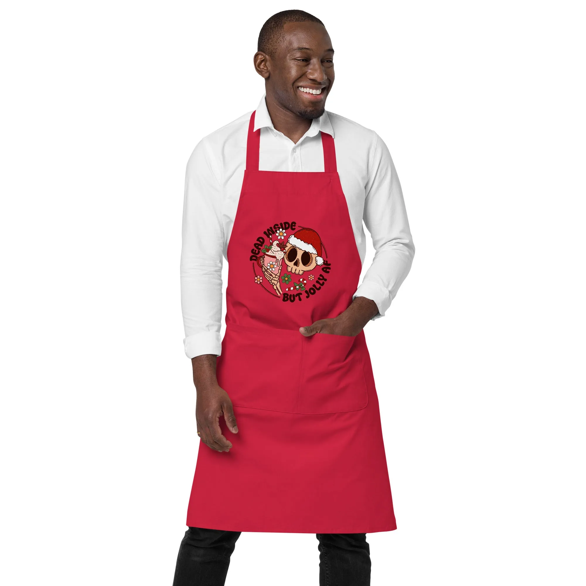 Funny Christmas Apron | Organic Cotton "Jolly AF" Apron for Holiday Cheer