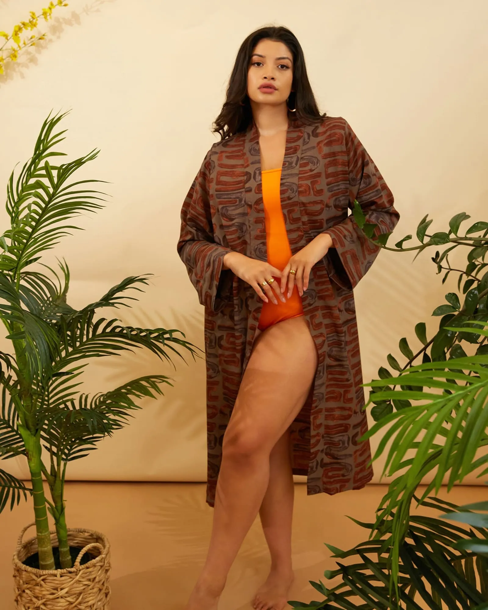 Giada Tribal Print Duster | Brown