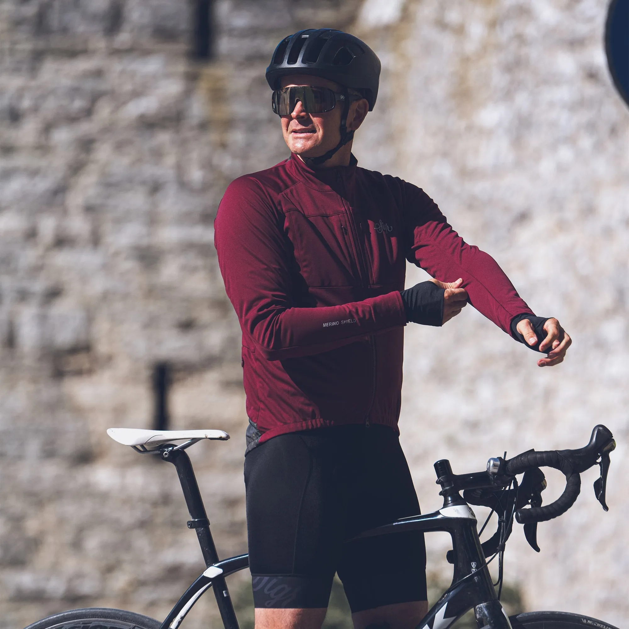 Gotlandsleden Tour Men's Deep Red Merino Softshell Cycling Jacket