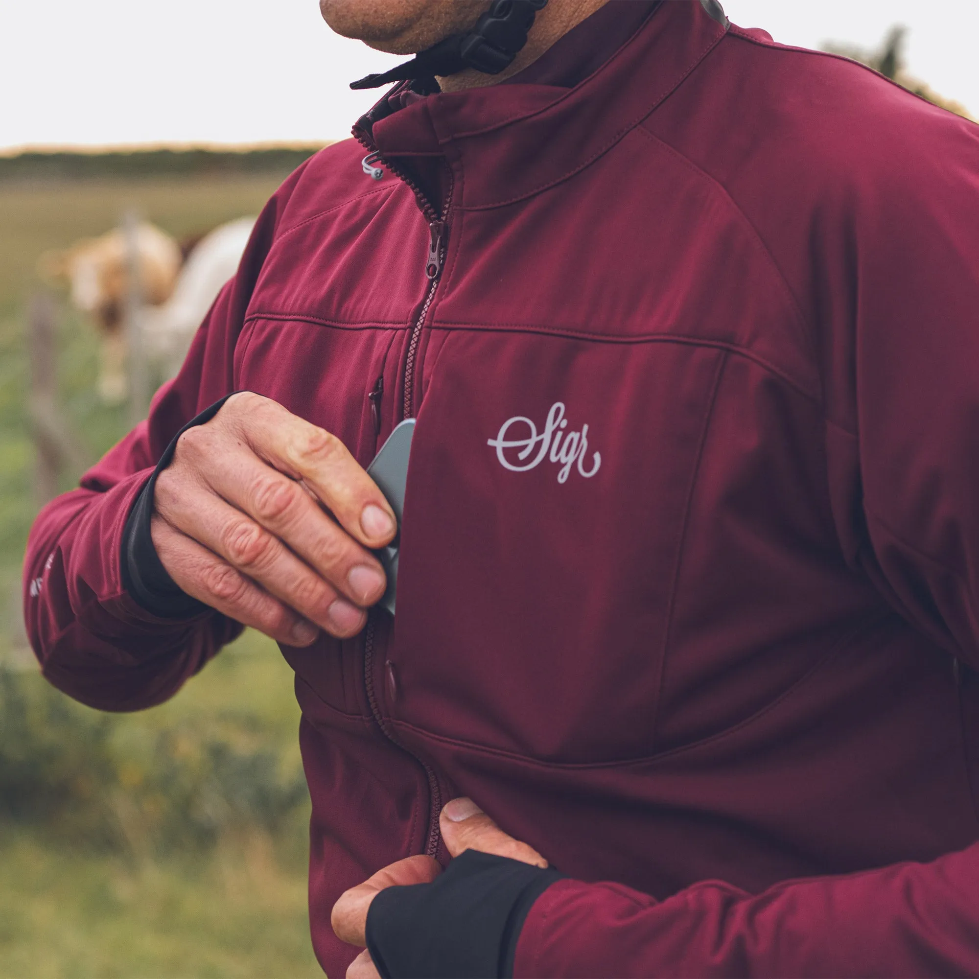 Gotlandsleden Tour Men's Deep Red Merino Softshell Cycling Jacket