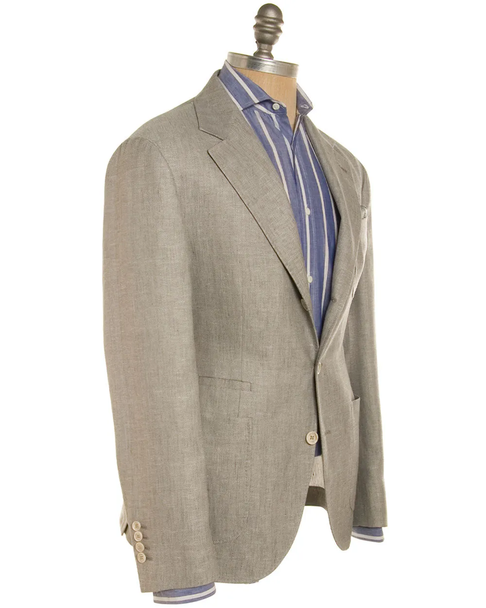 Grey Chevron Linen Blend Sportcoat