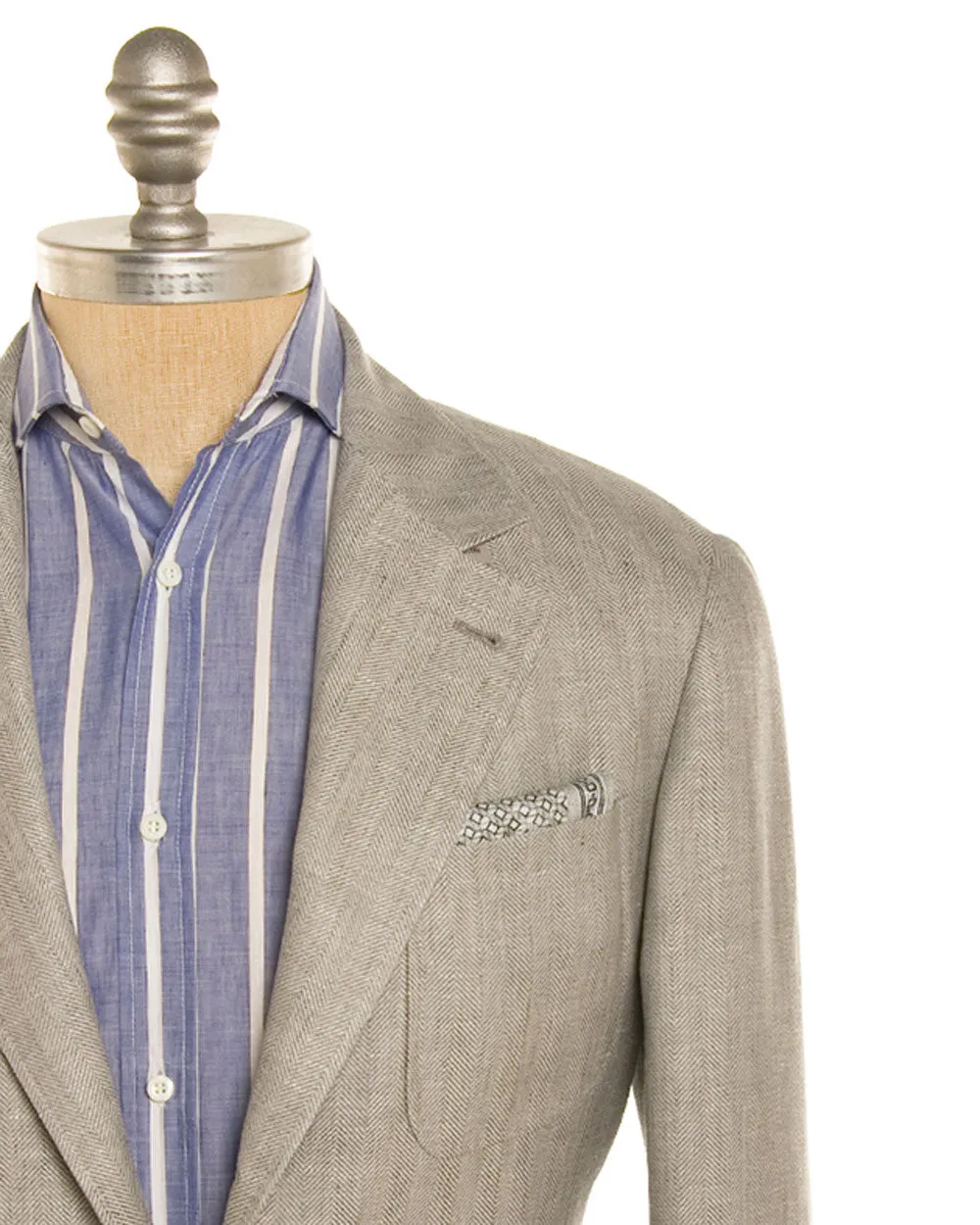 Grey Chevron Linen Blend Sportcoat