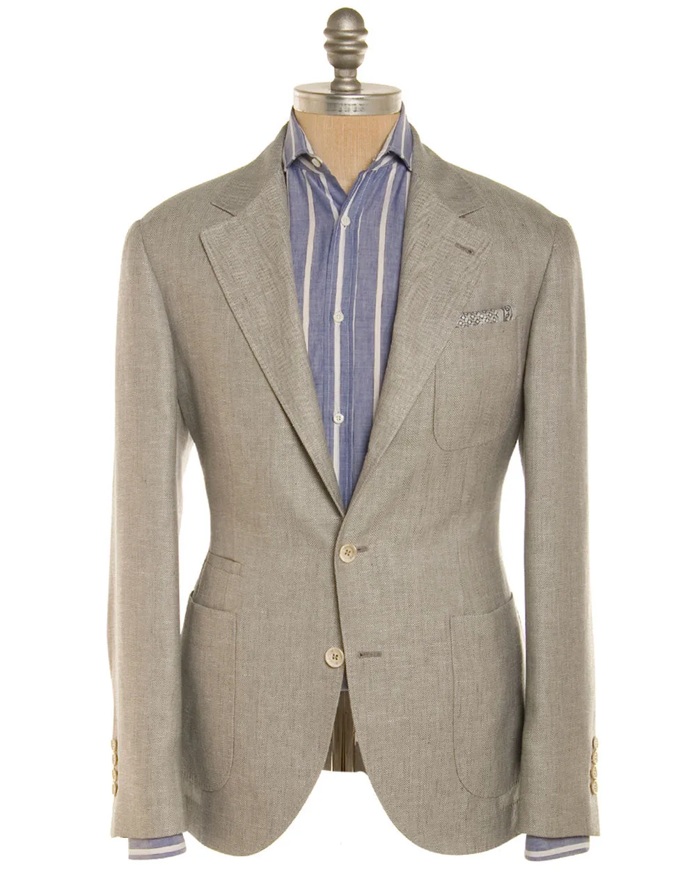 Grey Chevron Linen Blend Sportcoat