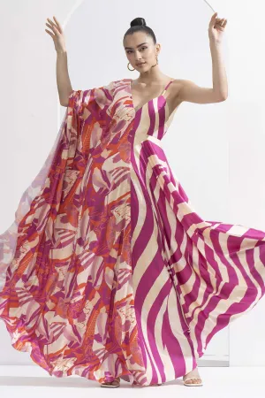 Half & Half Satin Kaftan