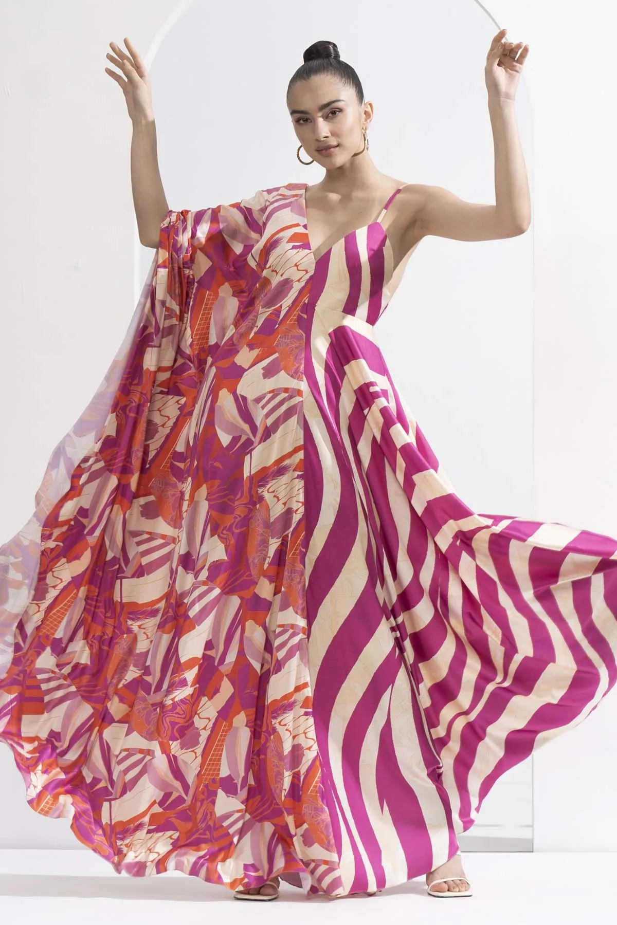 Half & Half Satin Kaftan