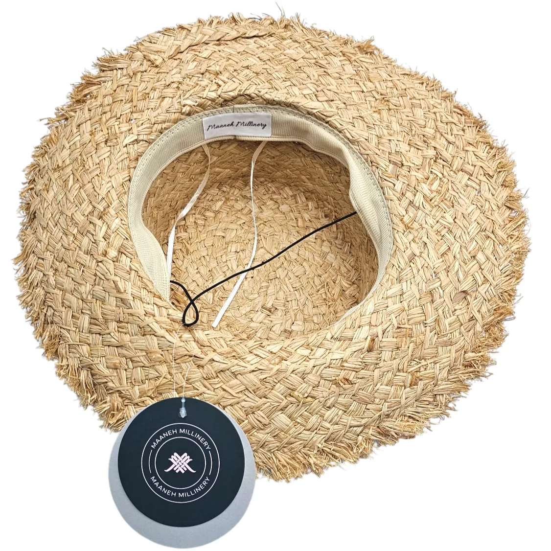 Handwoven Straw Sun Hat With Flat Fringe (Diva Doodles)